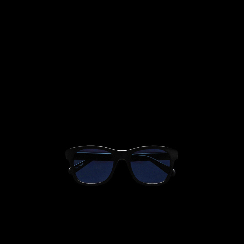 MONCLER 7 Moncler FRGMT 스퀘어 선글라스 샤이니 블랙-블루 56901ML0250P5501V01V