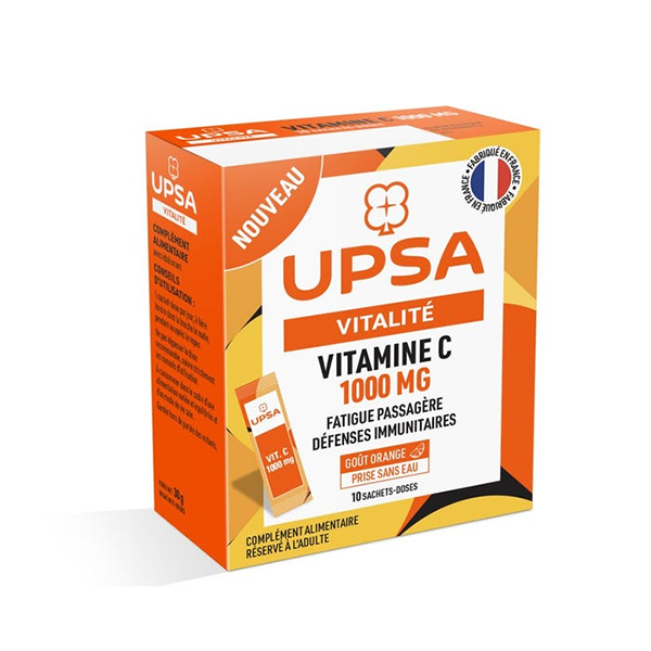 UPSA 활력 비타민 C 1000mg 오렌지 맛 보조제 10포