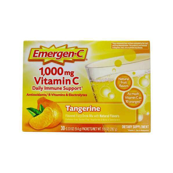 Alacer Emergen-C 비타민 C 1000mg 탠저린 파우더 30팩