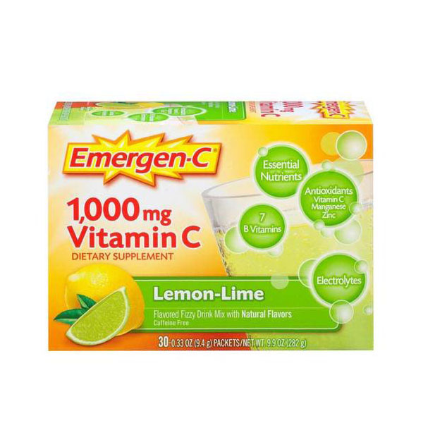 Alacer Emergen-C 비타민 C 레몬 라임 1000mg 파우더 30팩