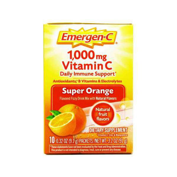 Alacer Emergen-C 비타민 C 1000mg 슈퍼 오렌지 드링크 믹스 10팩